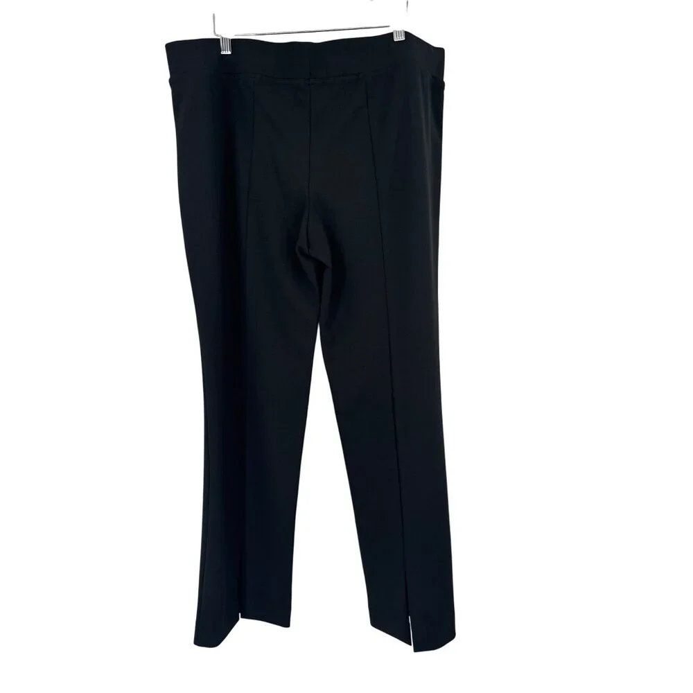 Ming Wang Stretch Deco Crepe Straight-Leg Pants size large slit back new $170
